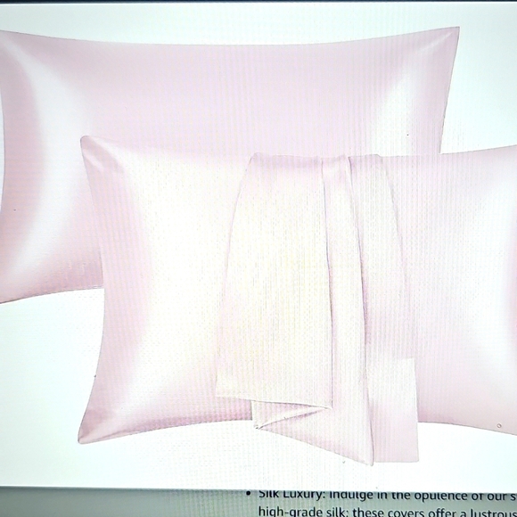 NWT Silk Satin Pink Pillow Cases Standard Size Set of 2 20x30 - Picture 2 of 9